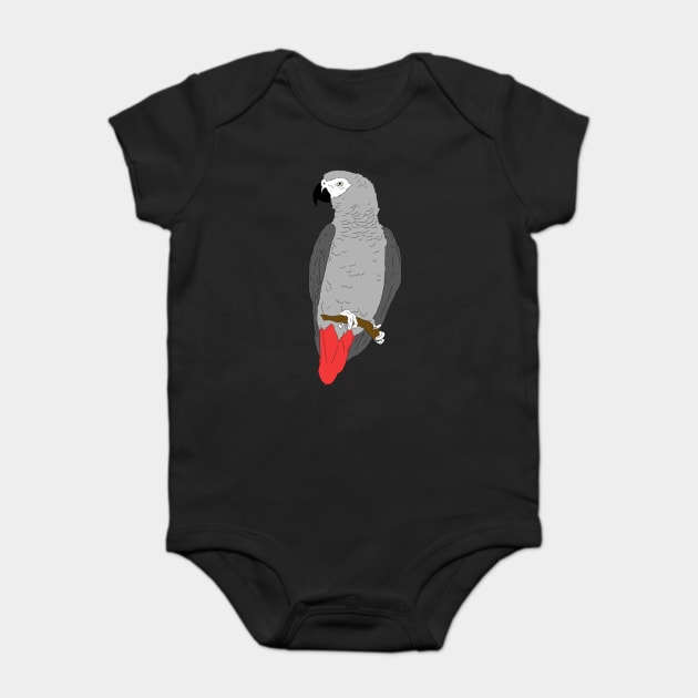 African Grey Parrot on Perch Baby Bodysuit by Einstein Parrot